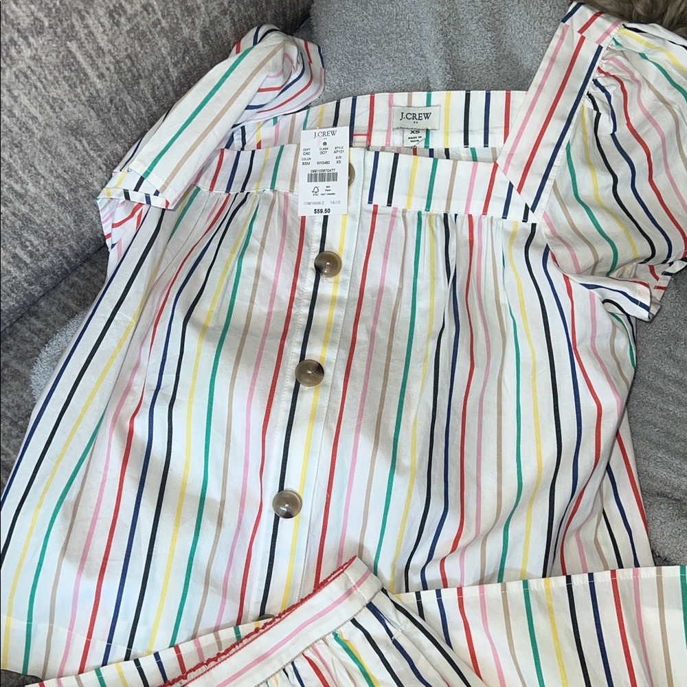 J. Crew Button Poplin Skirt/Top Set - Picture 4 of 7